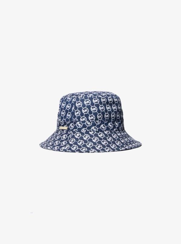 Detske Klobuky Michael Kors Denim Logo Jacquard Bucket Námornícka Modrá - Doplnky Michael Kors Levně | OLYQK-7614